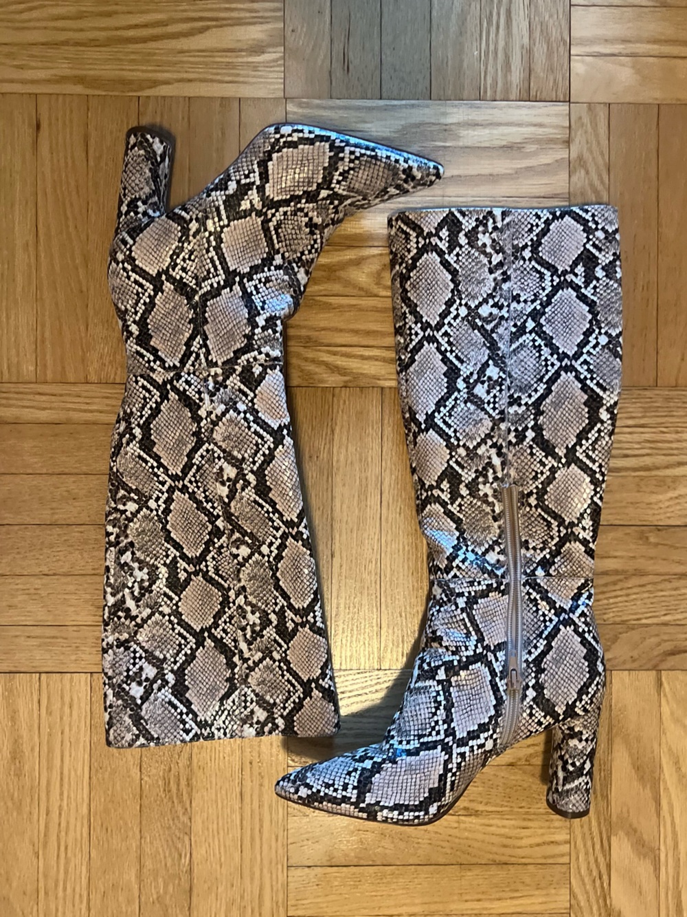 AQUA by Bloomingdale's snake print leather tall